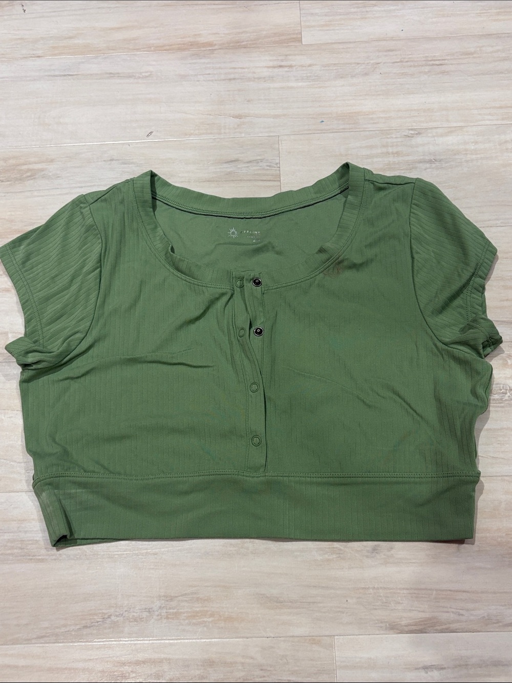 Mi Olive Green Henley Crop Top